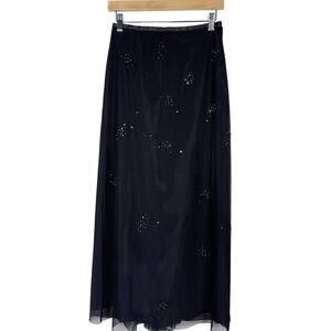 Caslon Size 6 Black Beaded Full Length Skirt Tulle Formal Dressy Holiday Womens